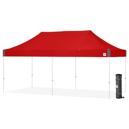 E-Z Up Vantage Shelter, 10' W x 20' L, White Steel Fame, Red Top VG3WH20RD